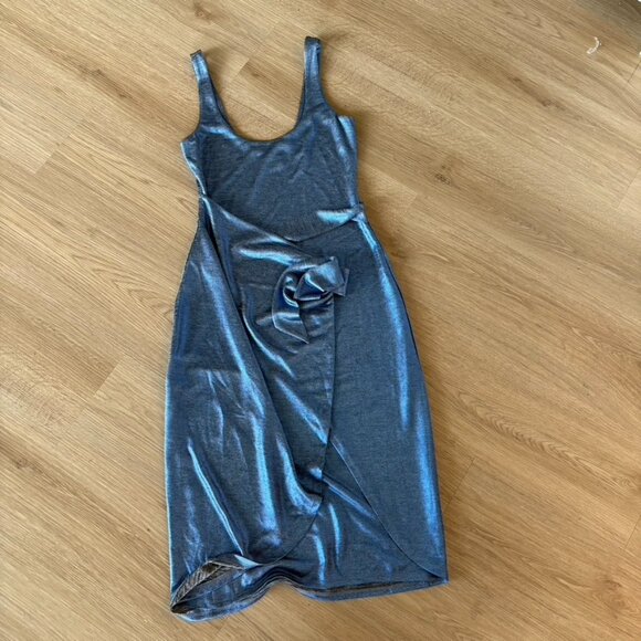 Lovers + Friends Kahlo Midi Dress Electric Blue Shimmer Size XS Revolve - Picture 2 of 9